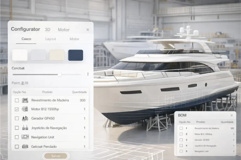 Interface de um configurador 3D de iates desenvolvido pela PolyPixl